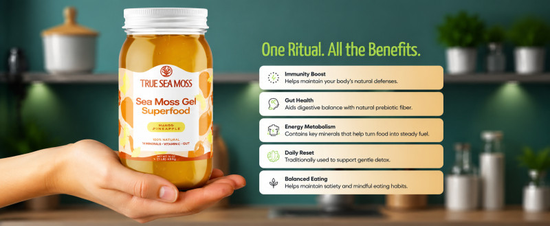 Organic Sea Moss Superfood — 100% organic, wildcrafted sea moss gel made with real fruit. 30-day money-back guarantee